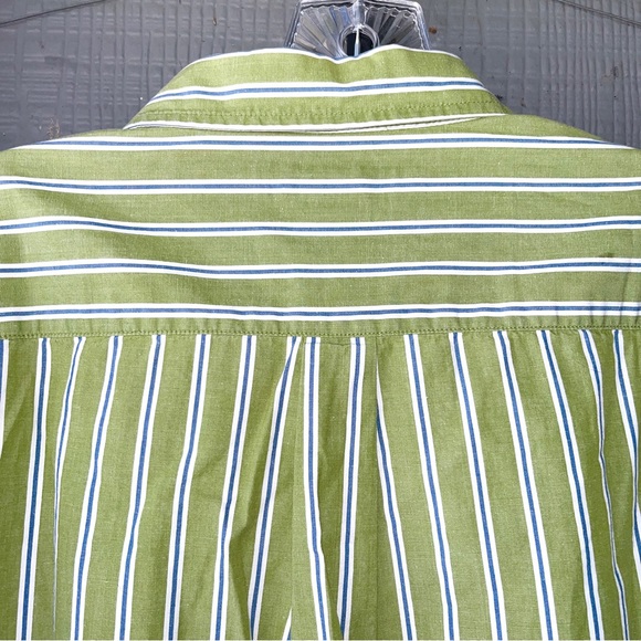 Urban Pipeline button down shirt, spring green with thin white and blue stripes - Picture 6 of 8